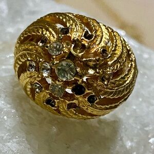 Elegant Gold tone  and Crystal Women's Ring
